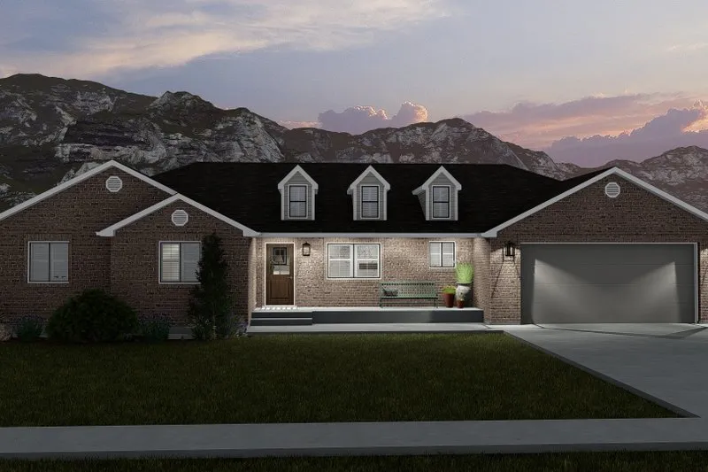 Traditional Style House Plan - 3 Beds 2.5 Baths 1861 Sq/Ft